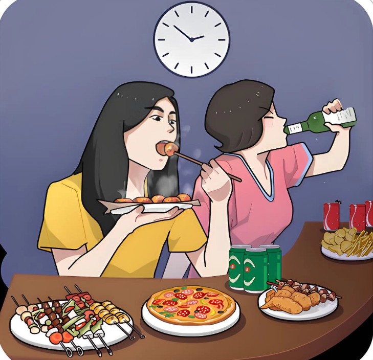 “熬夜+宵夜”，双重伤身可不行